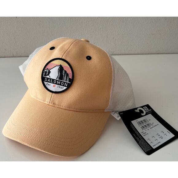 Salomon Trucker Curved Cap NWT Apricot Ice Sz L/XL Snapback Lightweight Rare - Picture 4 of 9